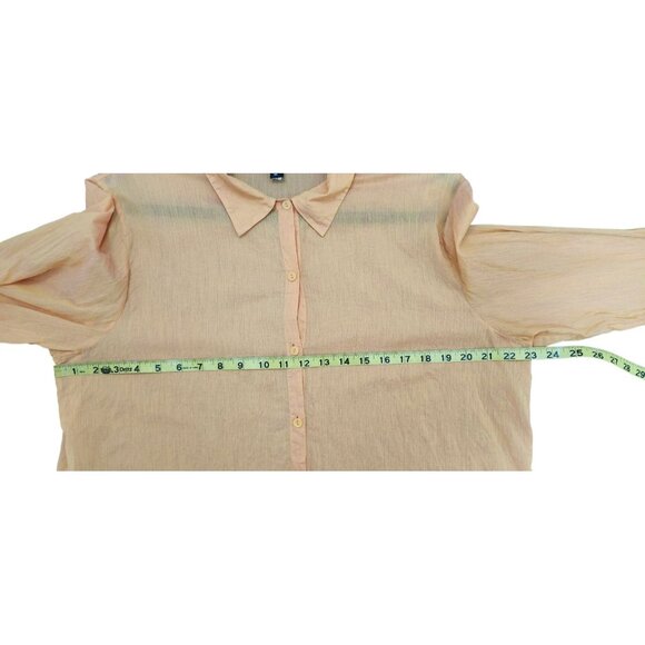 Eileen Fisher Semi-Sheer Button Front Tunic Blouse XL Orange - Picture 7 of 10